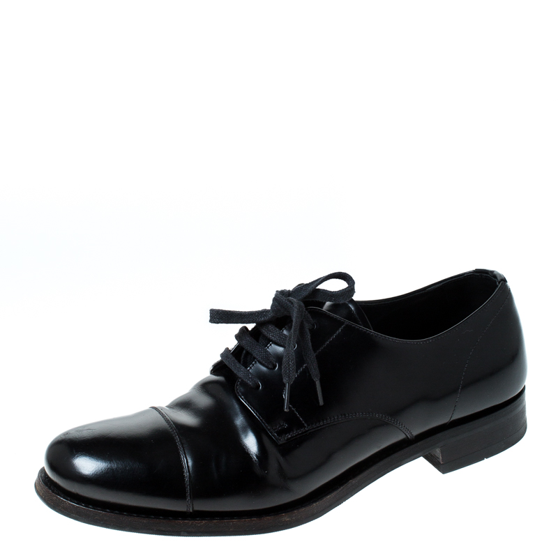 Prada Black Leather Lace Up Oxfords Size 41