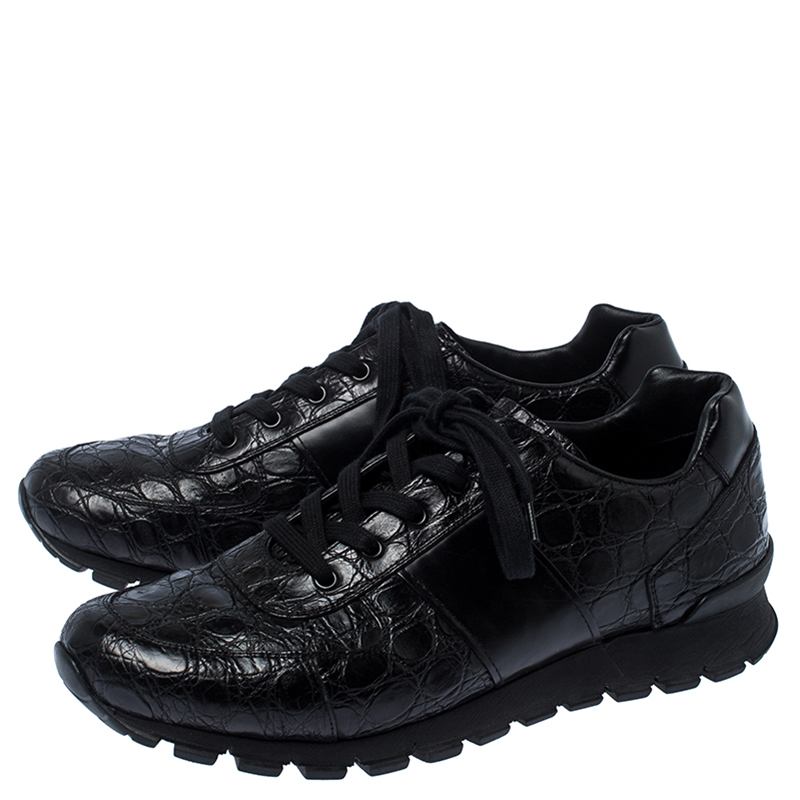 Prada Black Crocodile Leather Sneakers Size 43 Prada | TLC