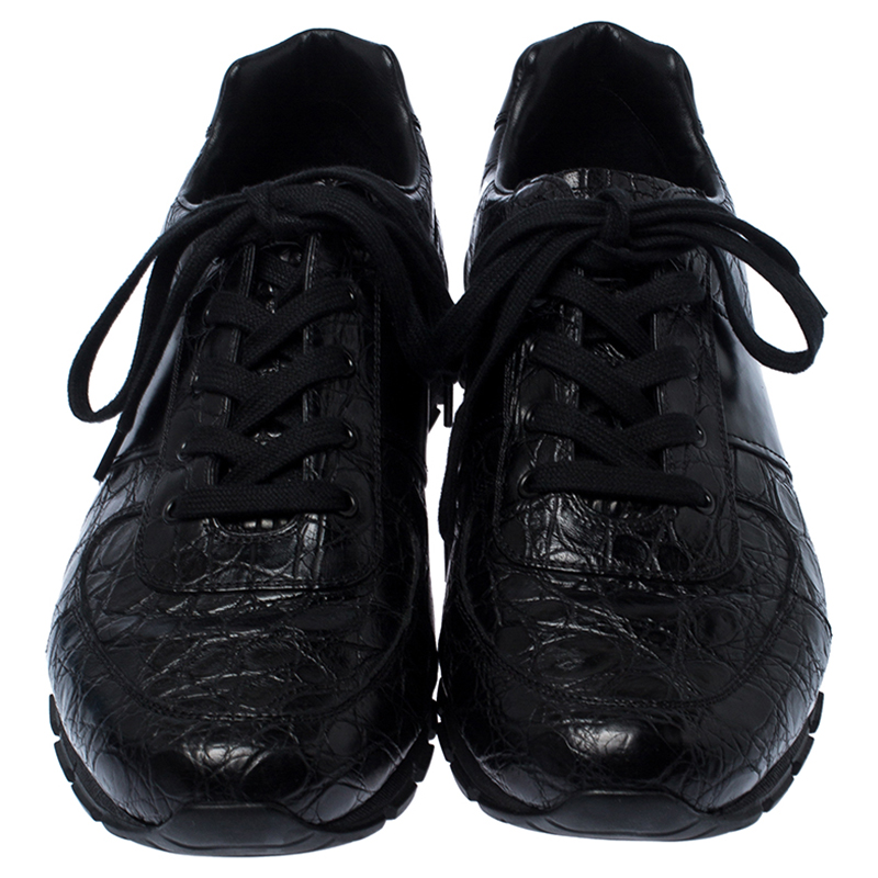 Prada Black Crocodile Leather Sneakers Size 43 Prada TLC Prada Black Crocodile Leather Sneakers Size 43 Prada TLC