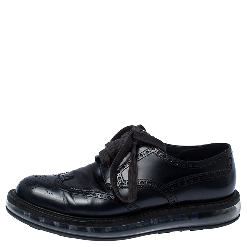 

Prada Blue Brogue Leather Lace Up Derby Sneakers Size