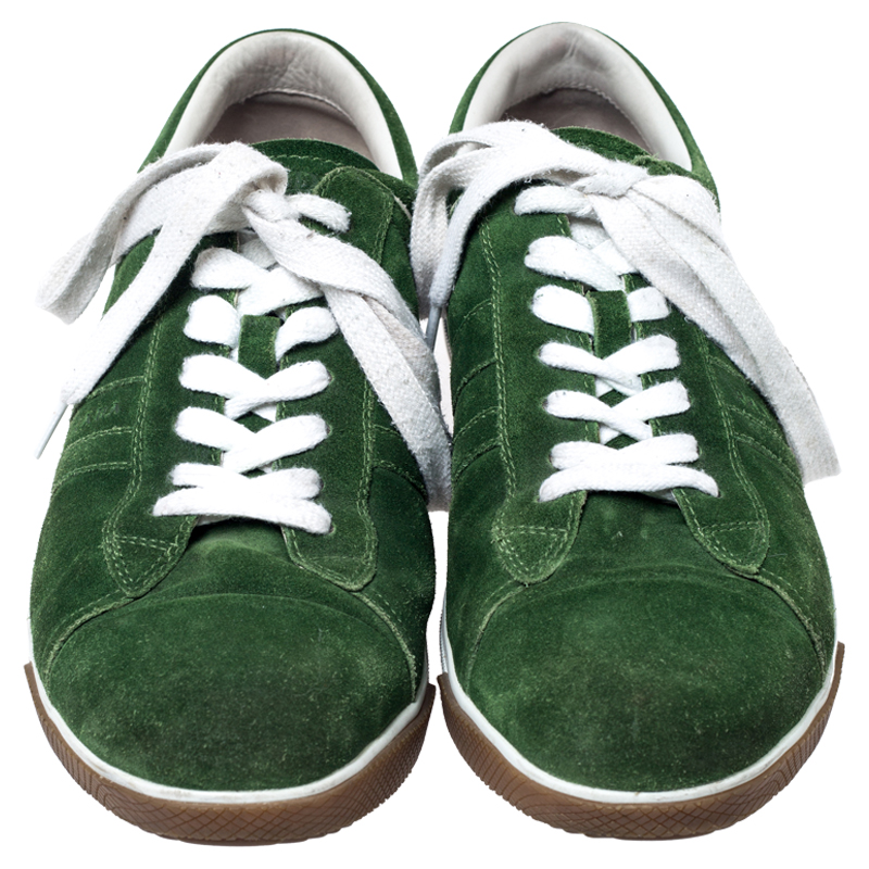 Prada Green Suede Cap Toe Lace Up Sneakers Size 43 Prada | TLC