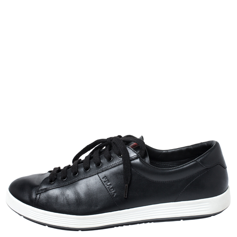 

Prada Black Leather Low Top Sneakers Size