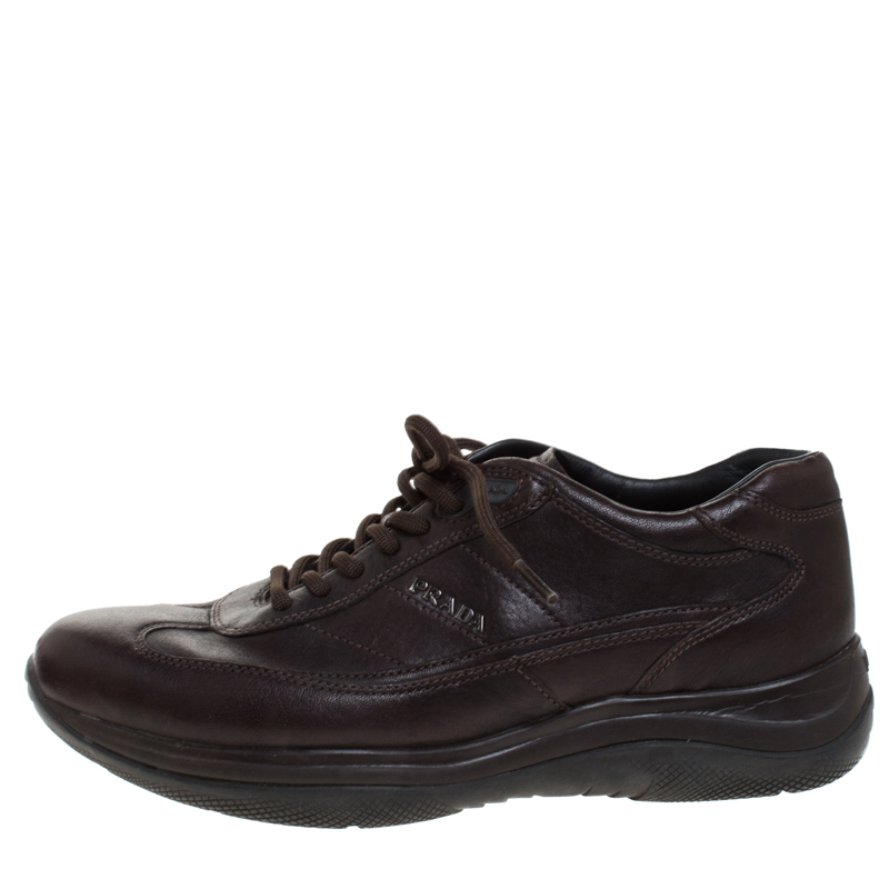 

Prada Brown Leather Lace Up Sneaker Size