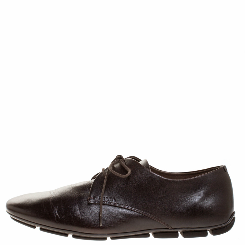 

Prada Dark Brown Leather Lace Up Derby Size