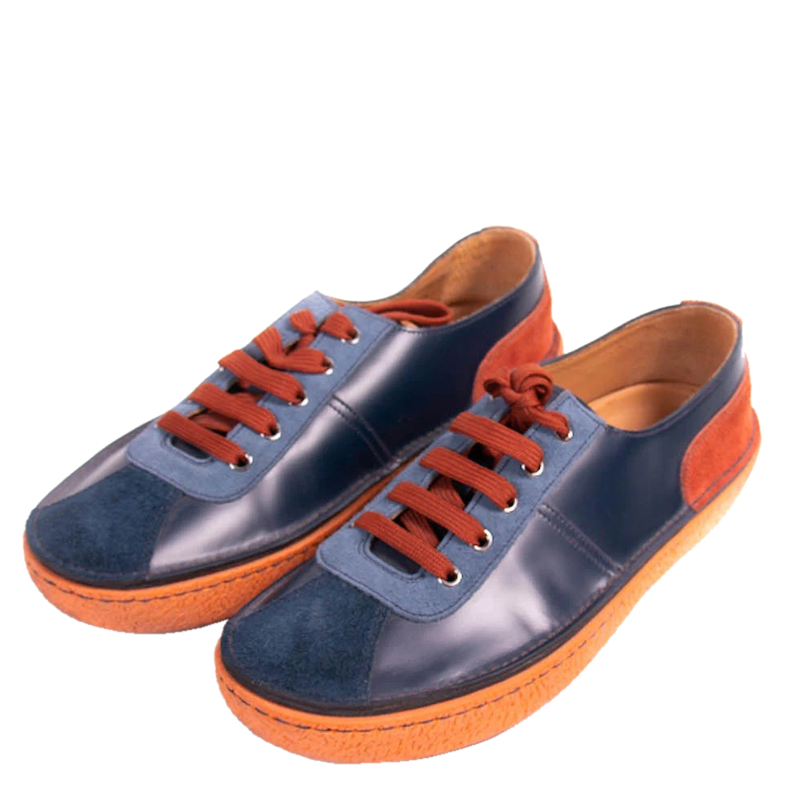 

Prada Blue Leather And Suede Low-Top Sneakers Size