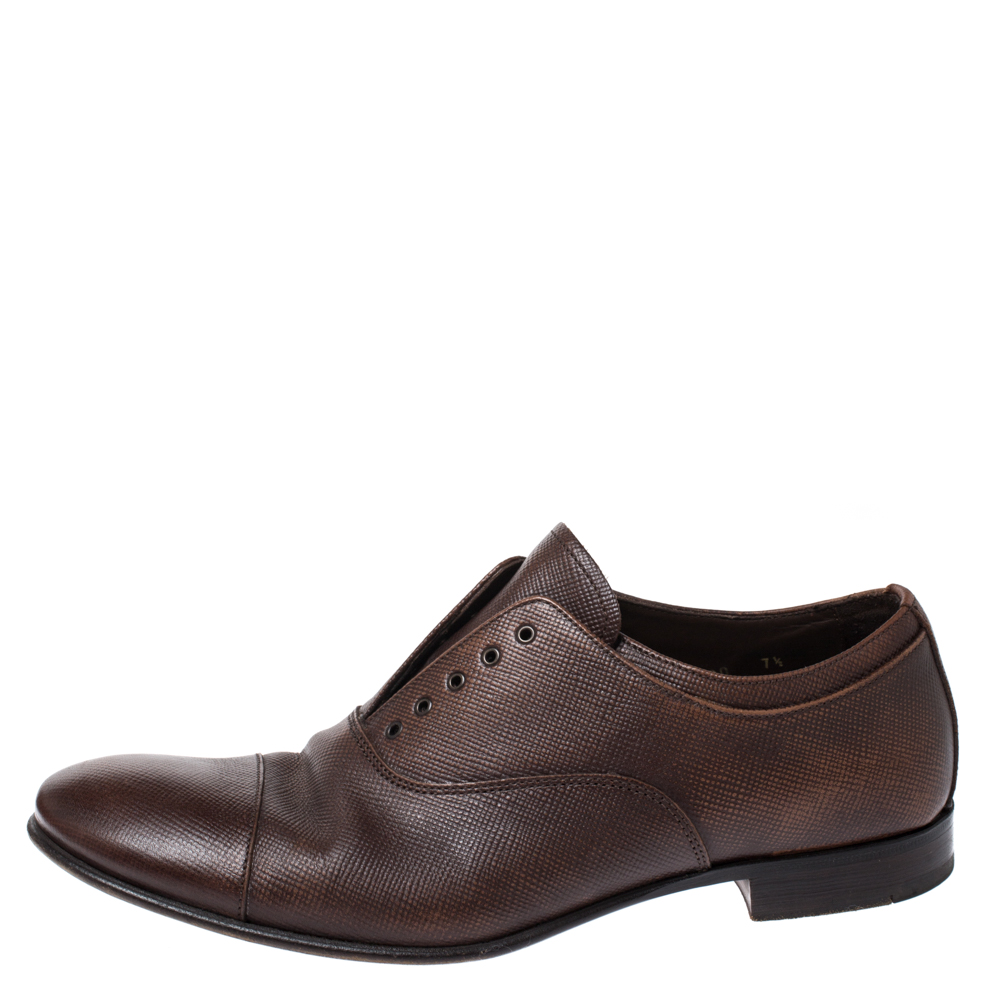 

Prada Brown Leather Elastic Slip On Oxfords Size