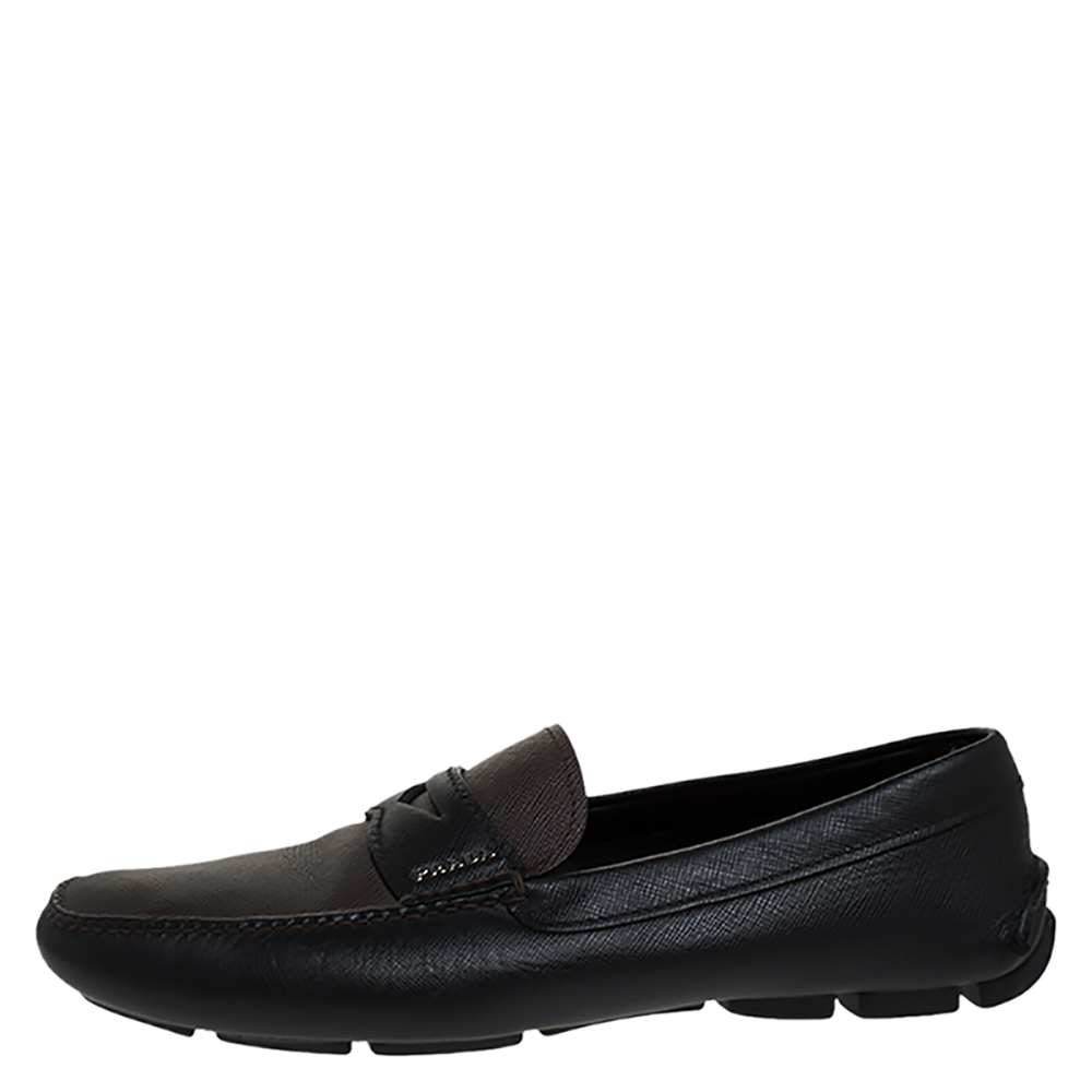 

Prada Black/Brown Leather Penny Loafers Size