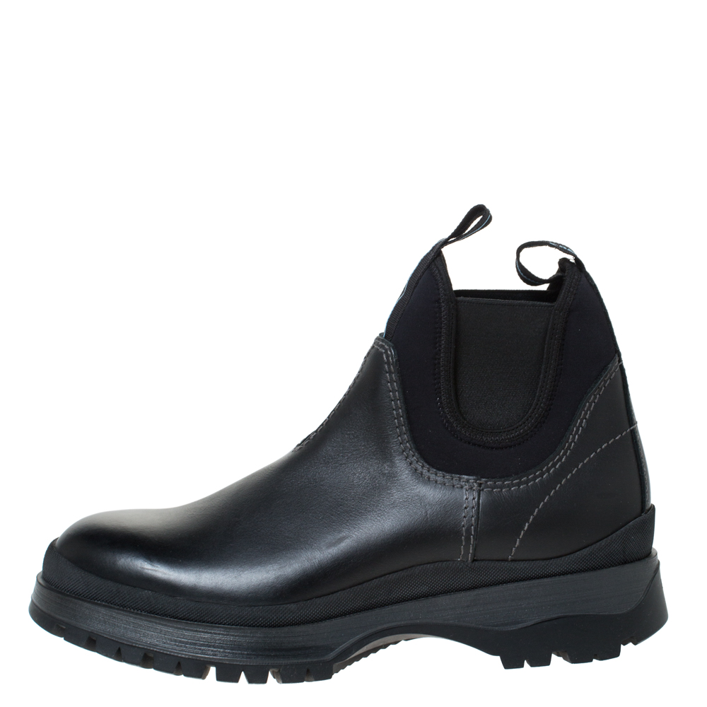 

Prada Black Leather and Neoprene Chelsea Ankle Boots Size