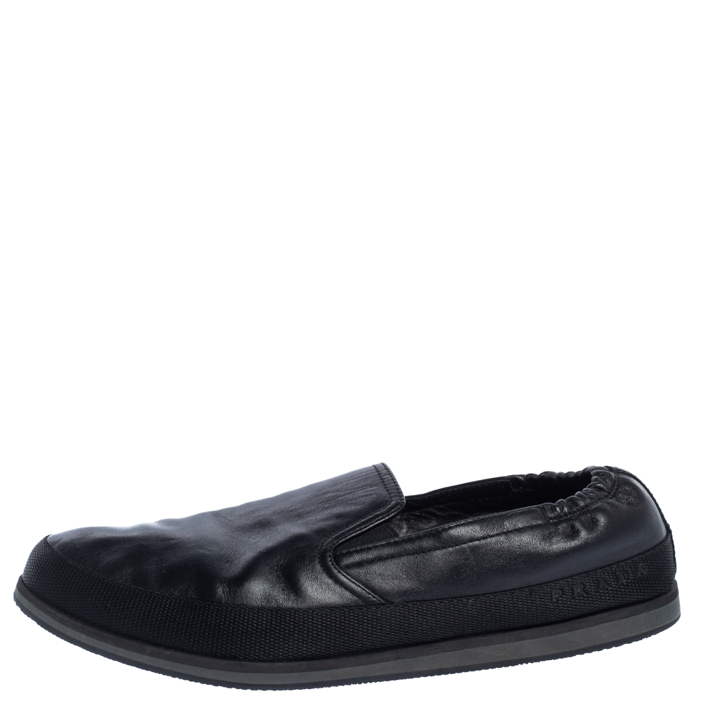 

Prada Sports Black Leather Scrunch Slip On Sneakers Size