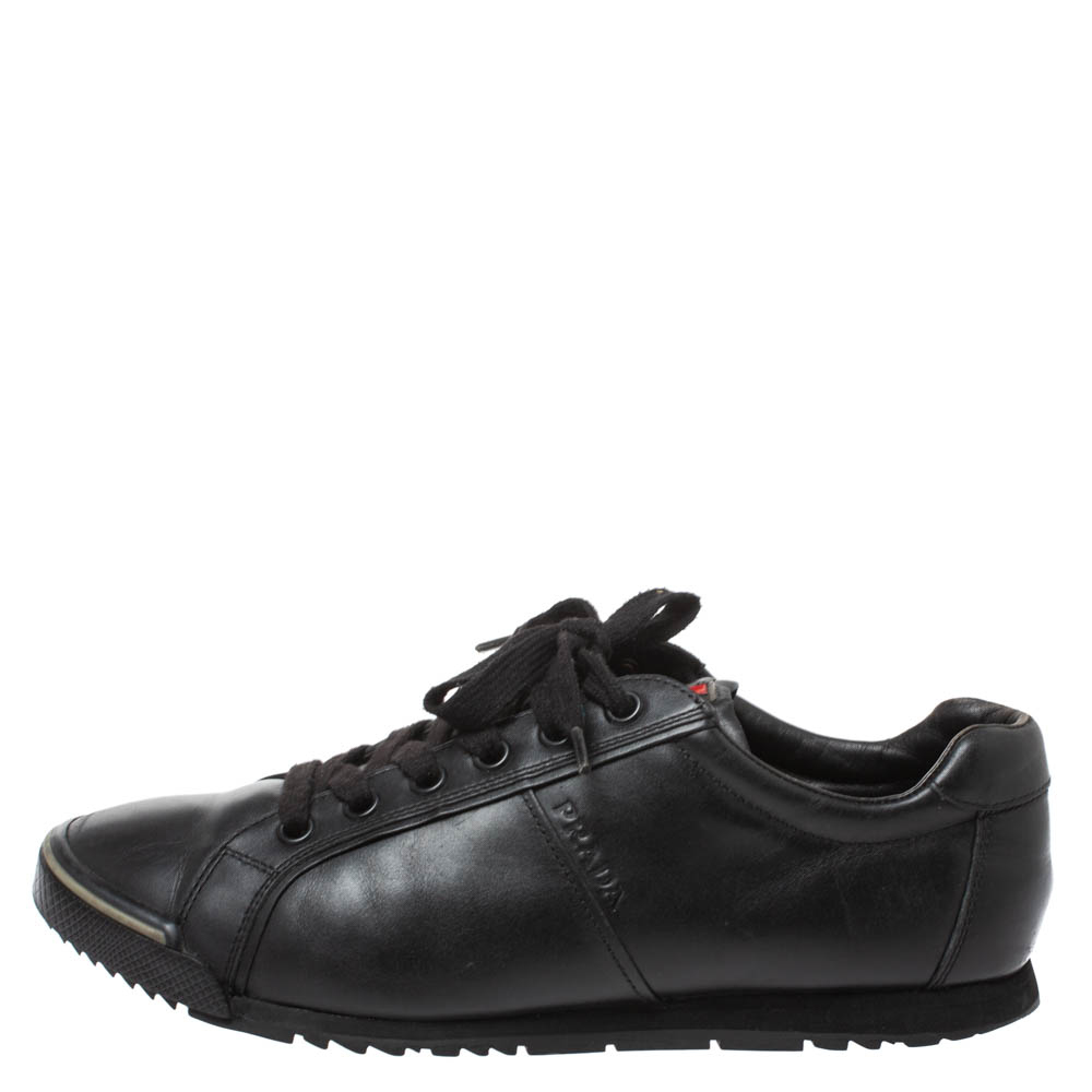 

Prada Sports Black Leather Lace Low Top Sneakers Size