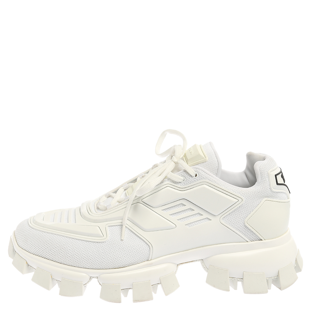 

Prada White Mesh And Rubber Cloudbust Thunder Low Top Sneakers Size