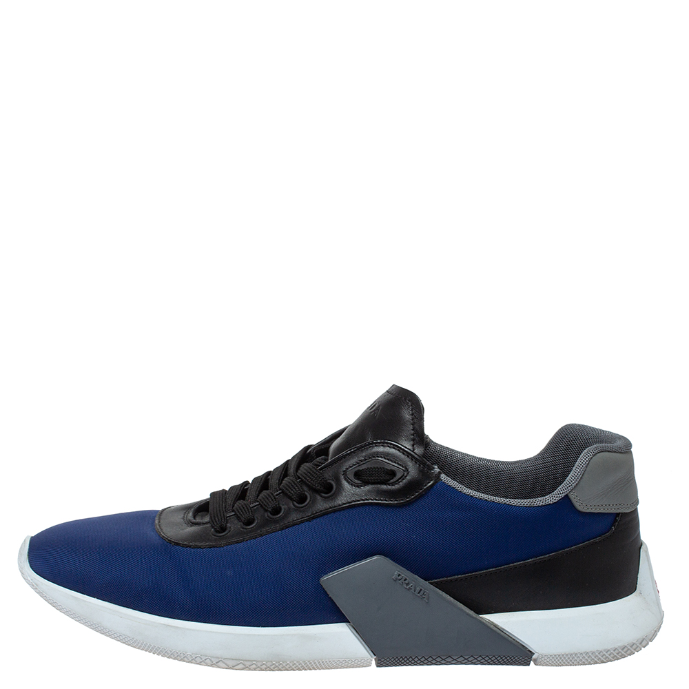 

Prada Multicolor Nylon and Leather Low Top Sneakers Size, Blue