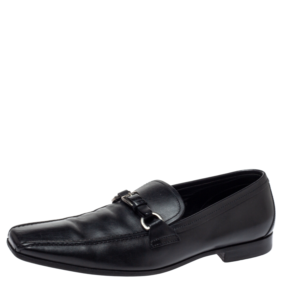

Prada Black Leather Loafers Size