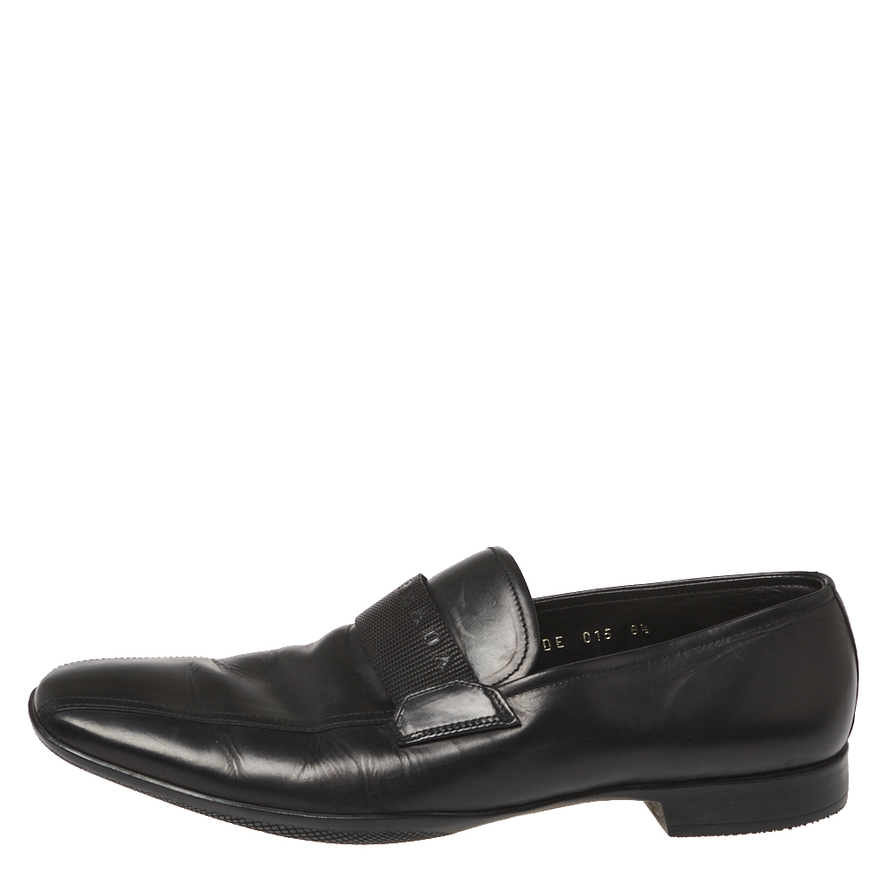 

Prada Black Leather Slip On Loafers Size