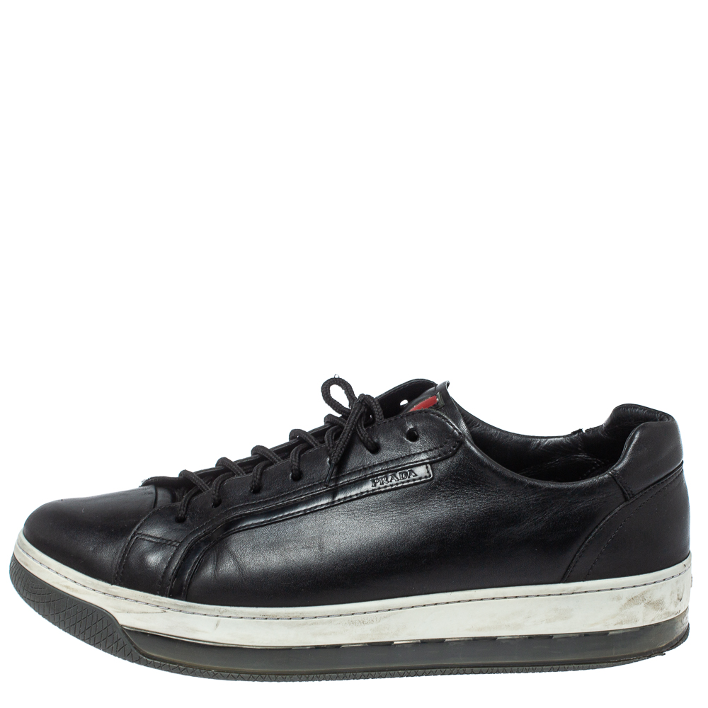 

Prada Sports Black Leather Low Top Sneakers Size