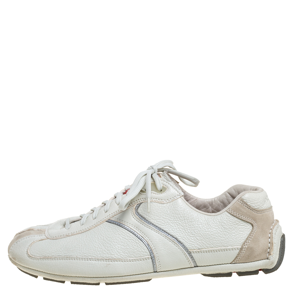 

Prada Off White Leather Lace up Sneakers Size