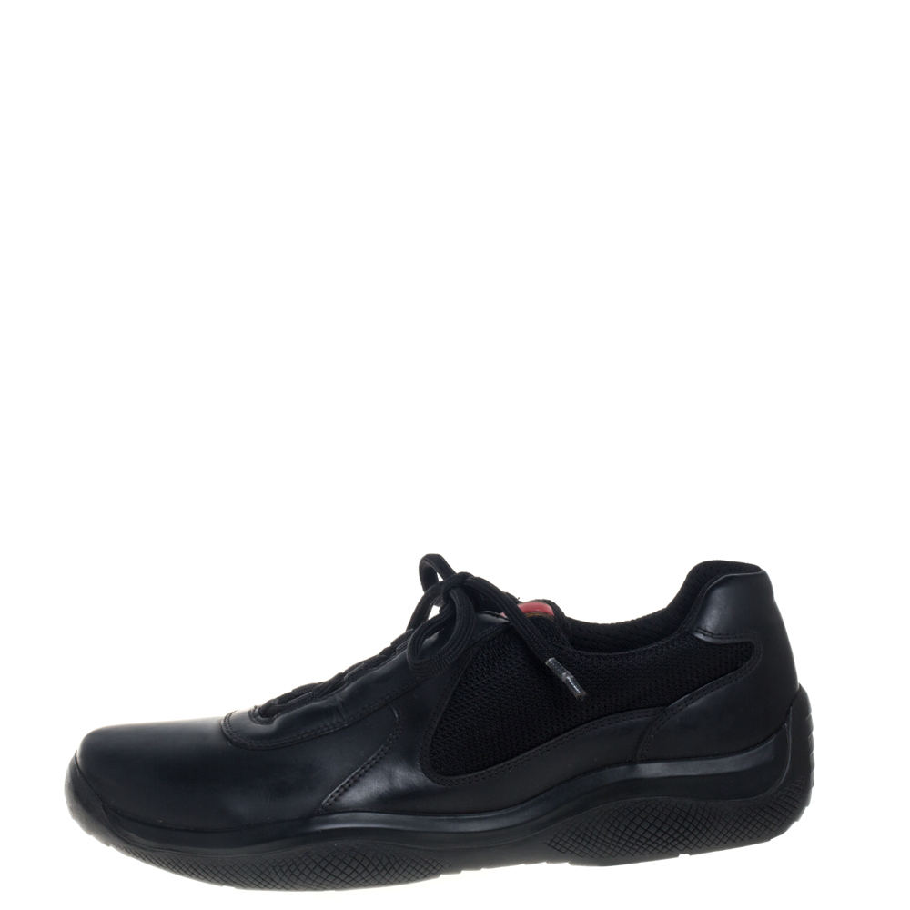 

Prada Sport Black Leather And Fabric Low Top Sneakers Size