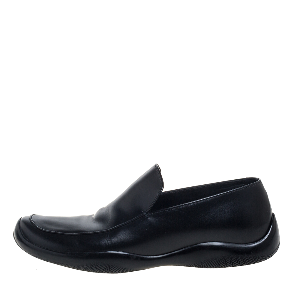 

Prada Black Leather Slip On Loafers Size