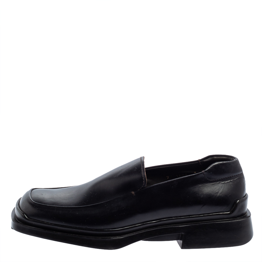 

Prada Black Leather Platform Loafers Size