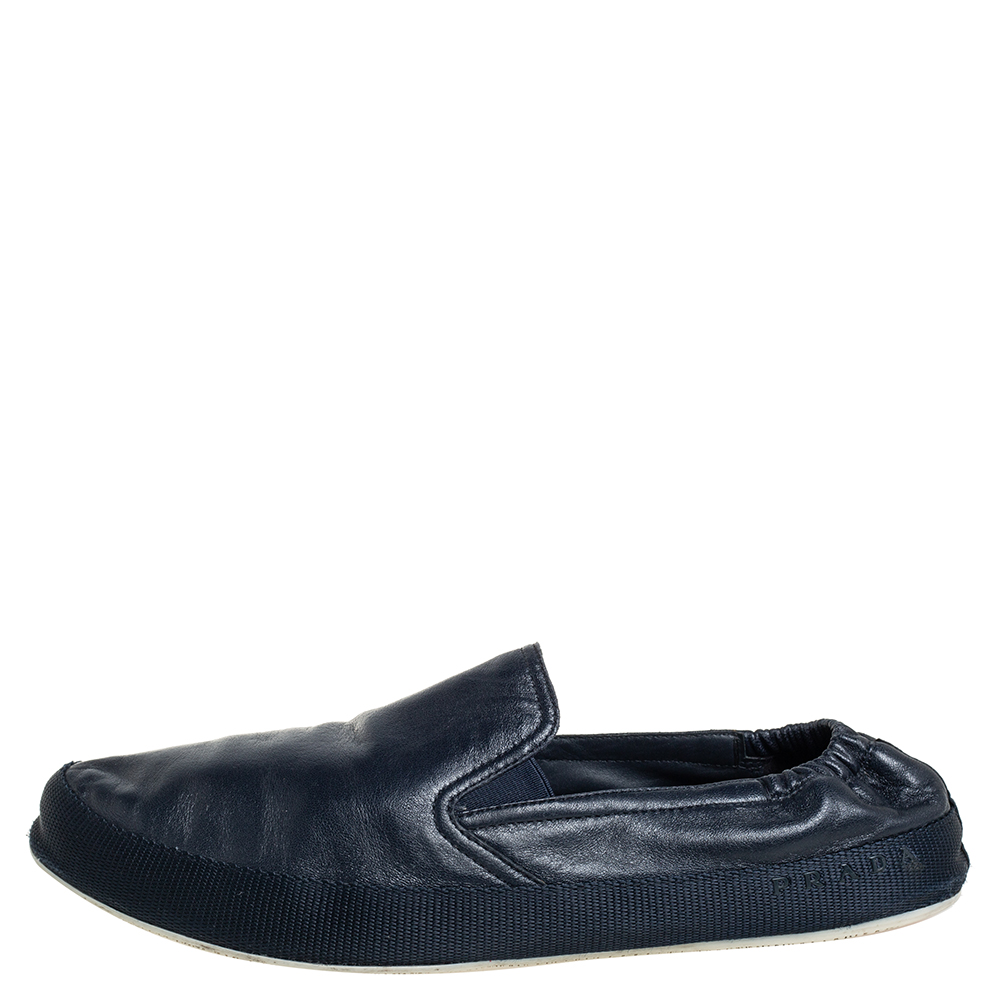

Prada Blue Leather Slip On Sneakers Size