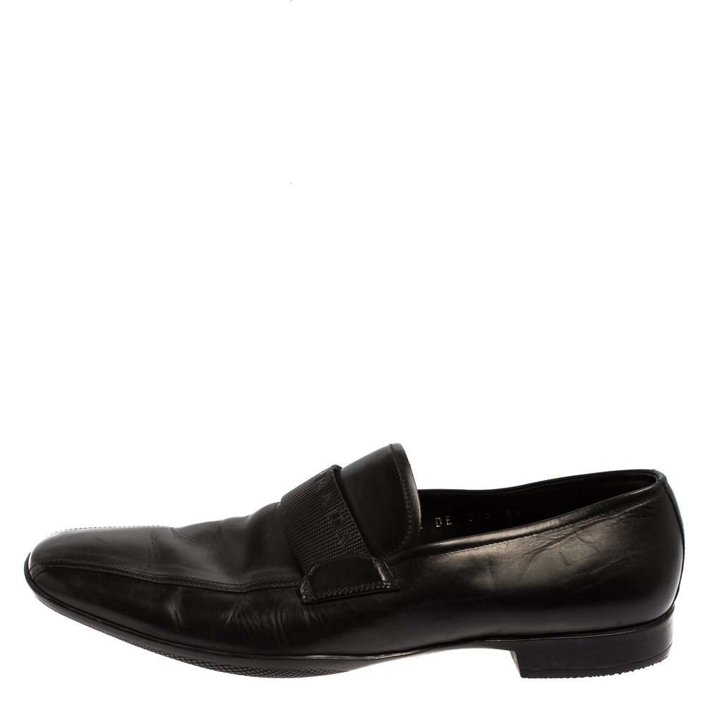 

Prada Black Leather Slip On Loafers Size