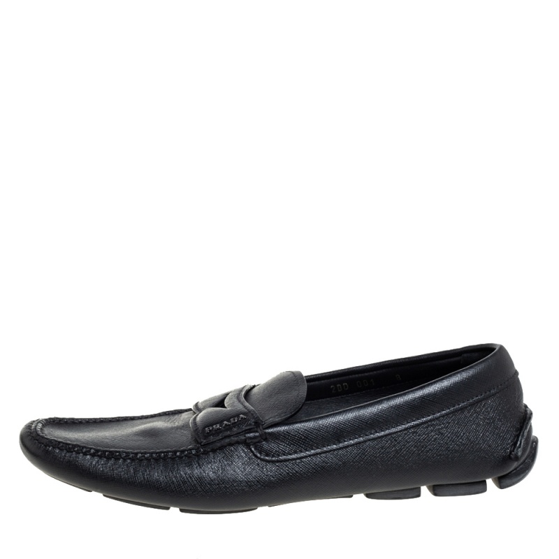 

Prada Black Leather Driving Loafers Slze