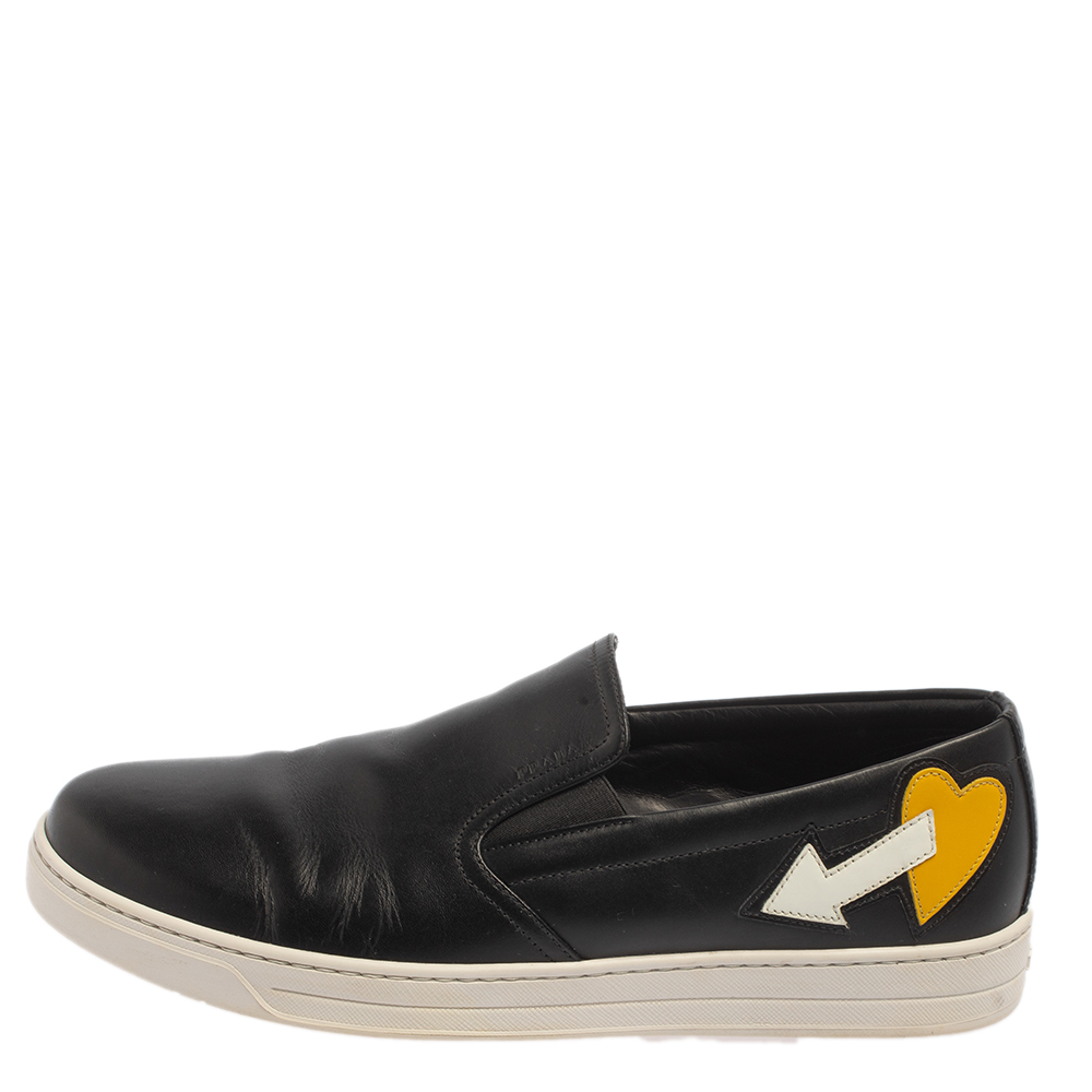 

Prada Black Leather Slip on Sneakers Size