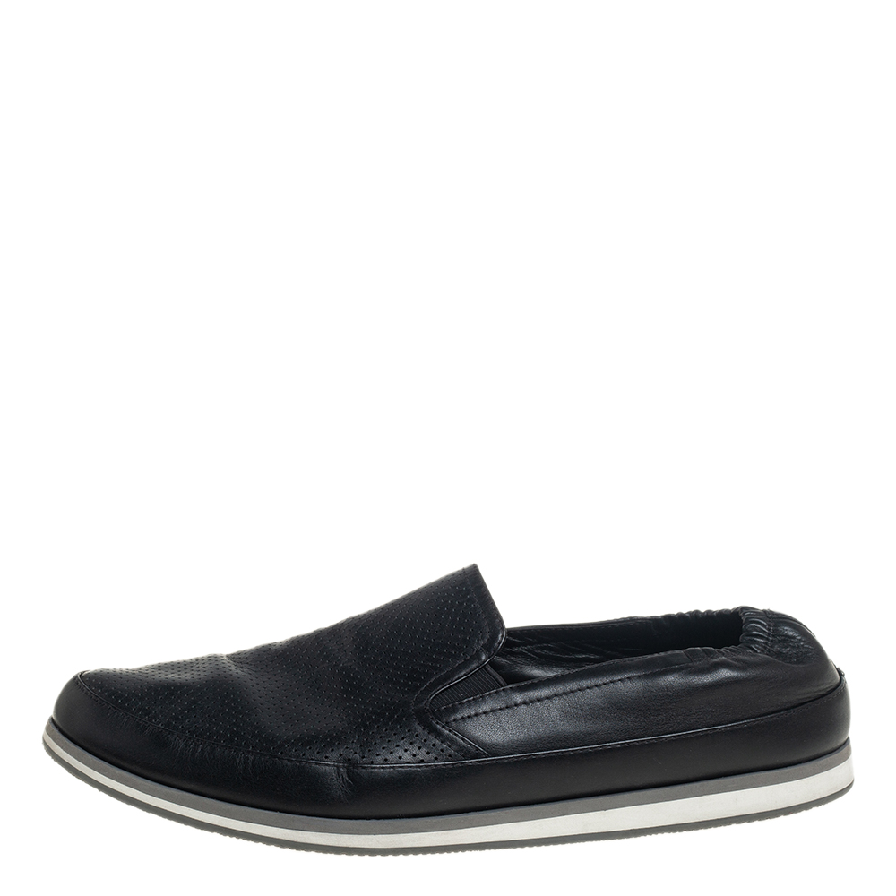 

Prada Black Leather Slip on Sneakers Size