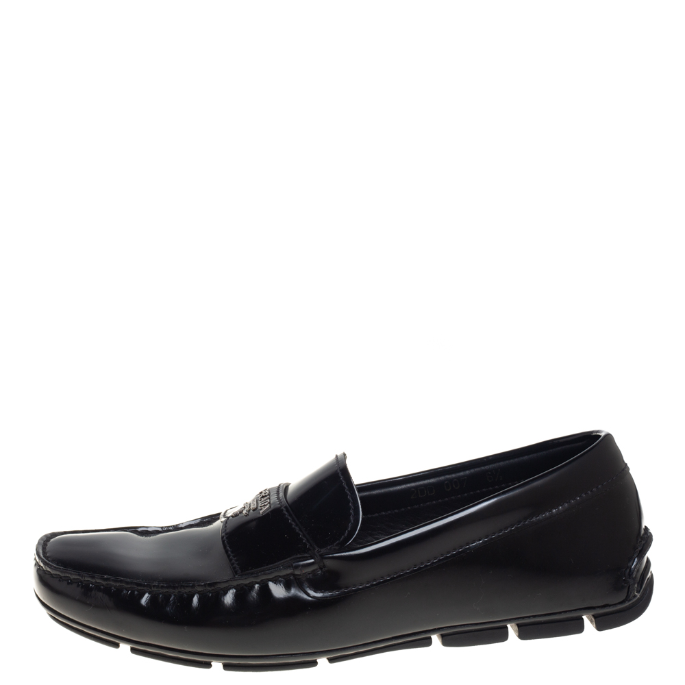 

Prada Black Leather Slip On Loafers Size