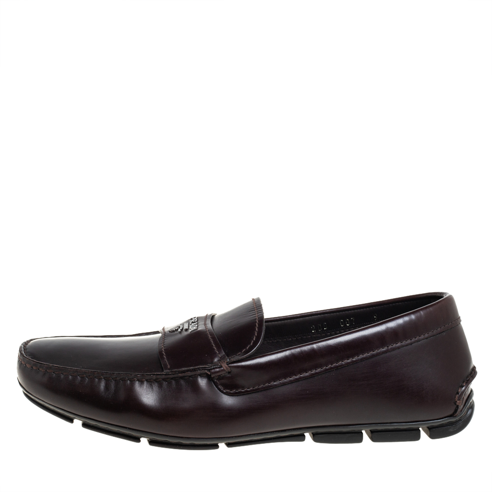 

Prada Brown Leather Slip On Loafers Size