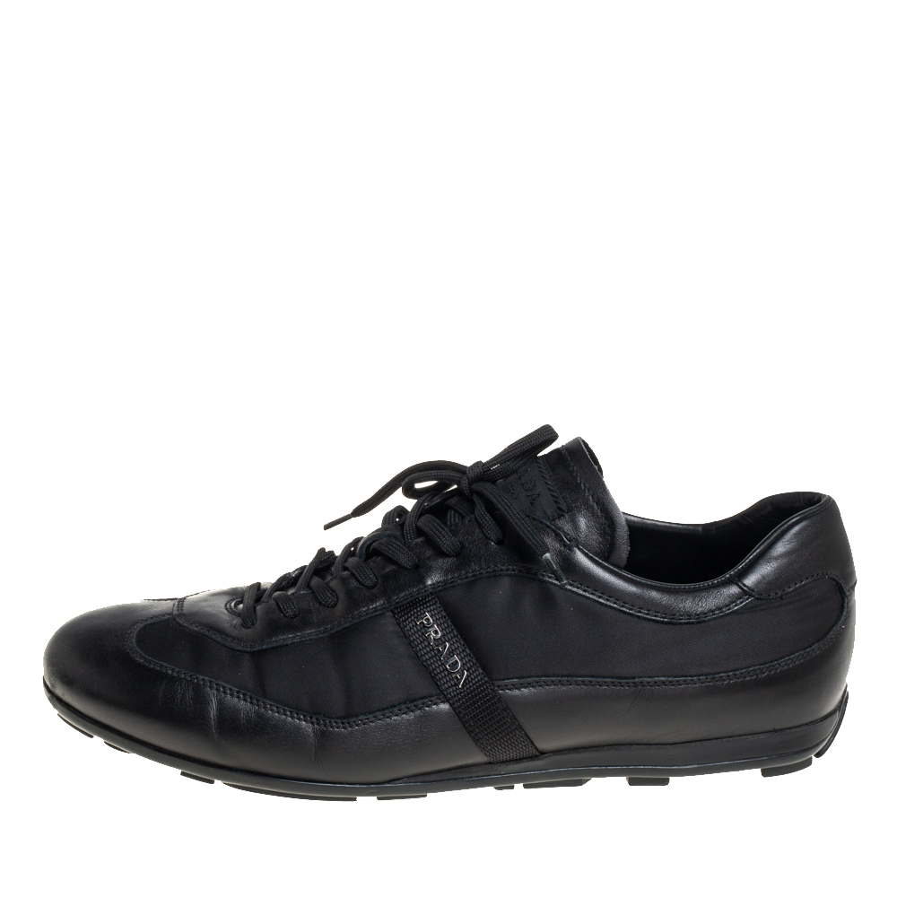 

Prada Black Leather And Nylon Low Top Sneakers Size