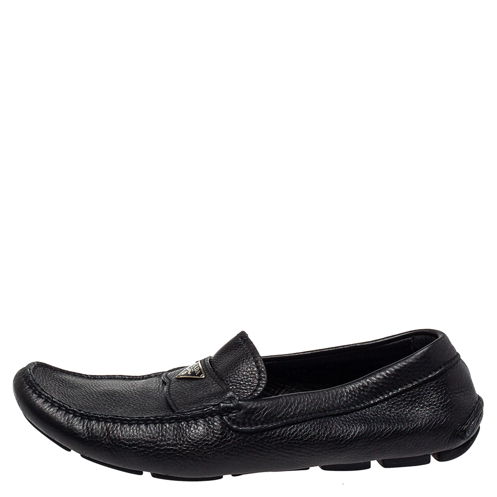 

Prada Black Leather Driver Loafer Size