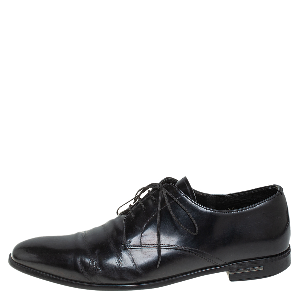 

Prada Black Leather Lace Up Derby Size