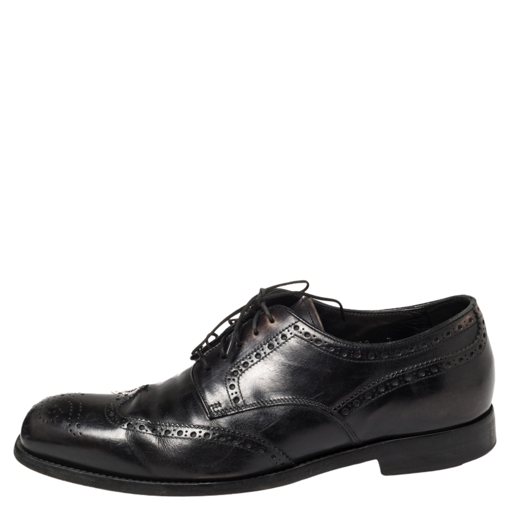 

Prada Black Leather Brogue Derby Size