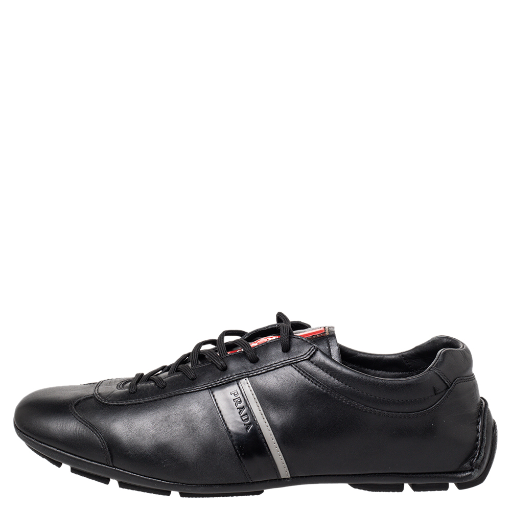 

Prada Black Leather Low Top Sneakers Size
