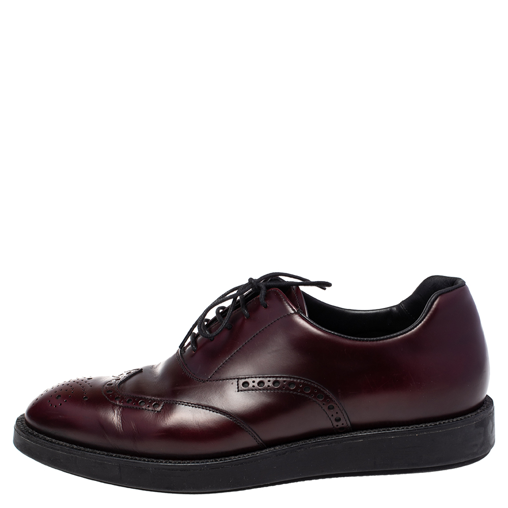 

Prada Burgundy Brogue Leather Lace Up Derby Size