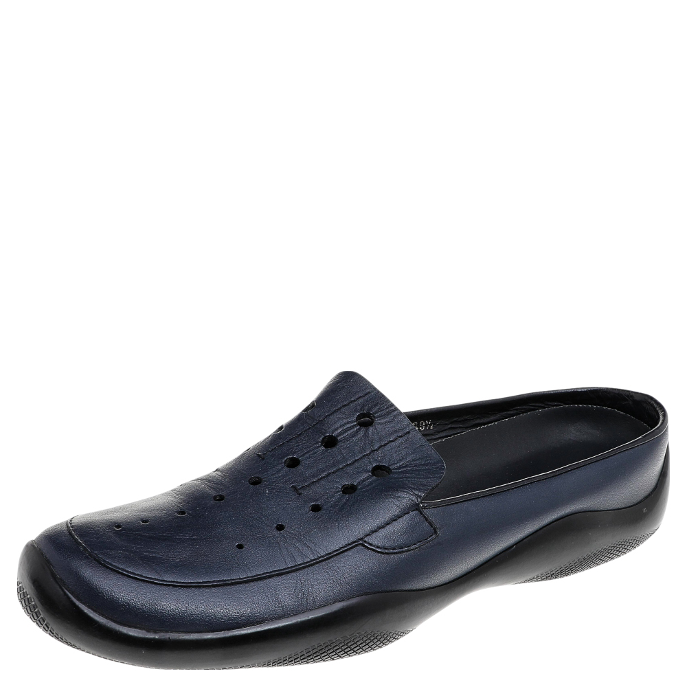 

Prada Blue Leather Driving Slip On Loafers Size