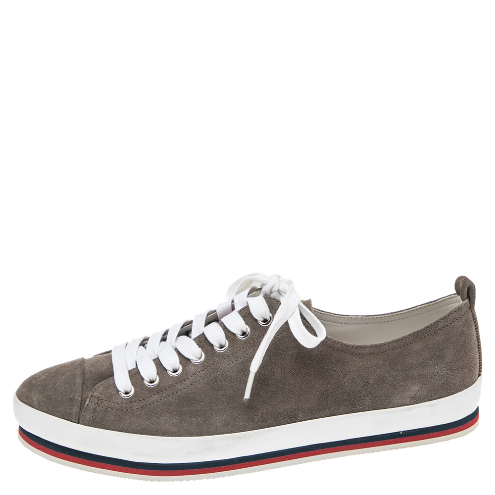 

Prada Sport Grey Suede Low-Top Sneakers Size