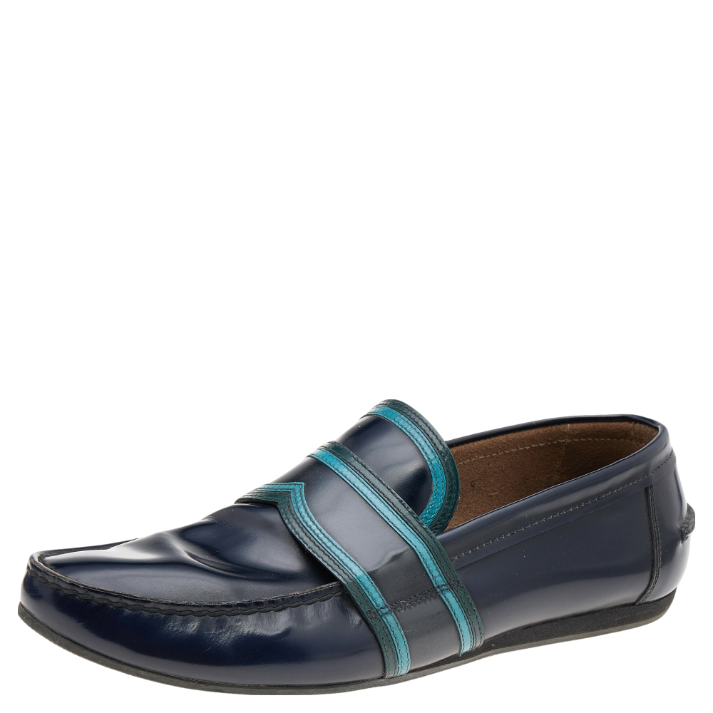 

Prada Dark Blue Leather Penny Sip On Loafers Size 43.5