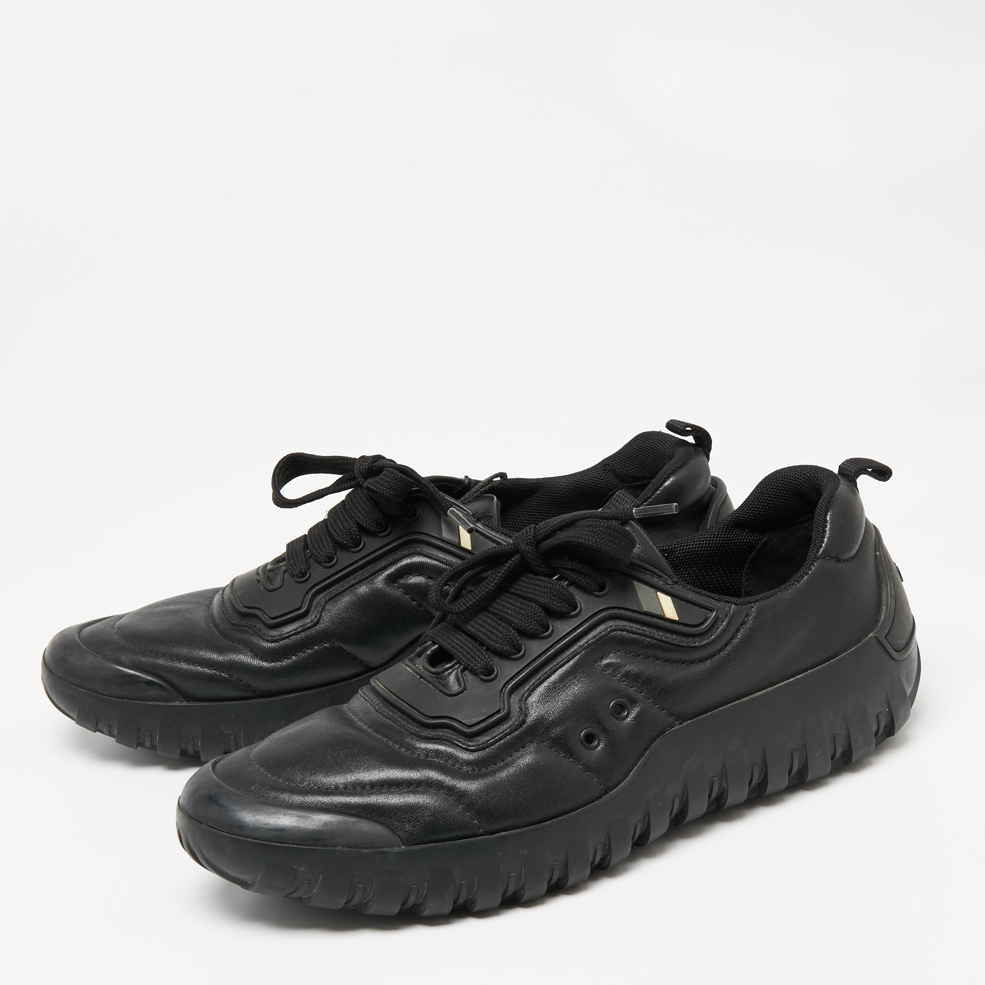 

Prada Sport Black Leather and Rubber Low-Top Sneakers Size