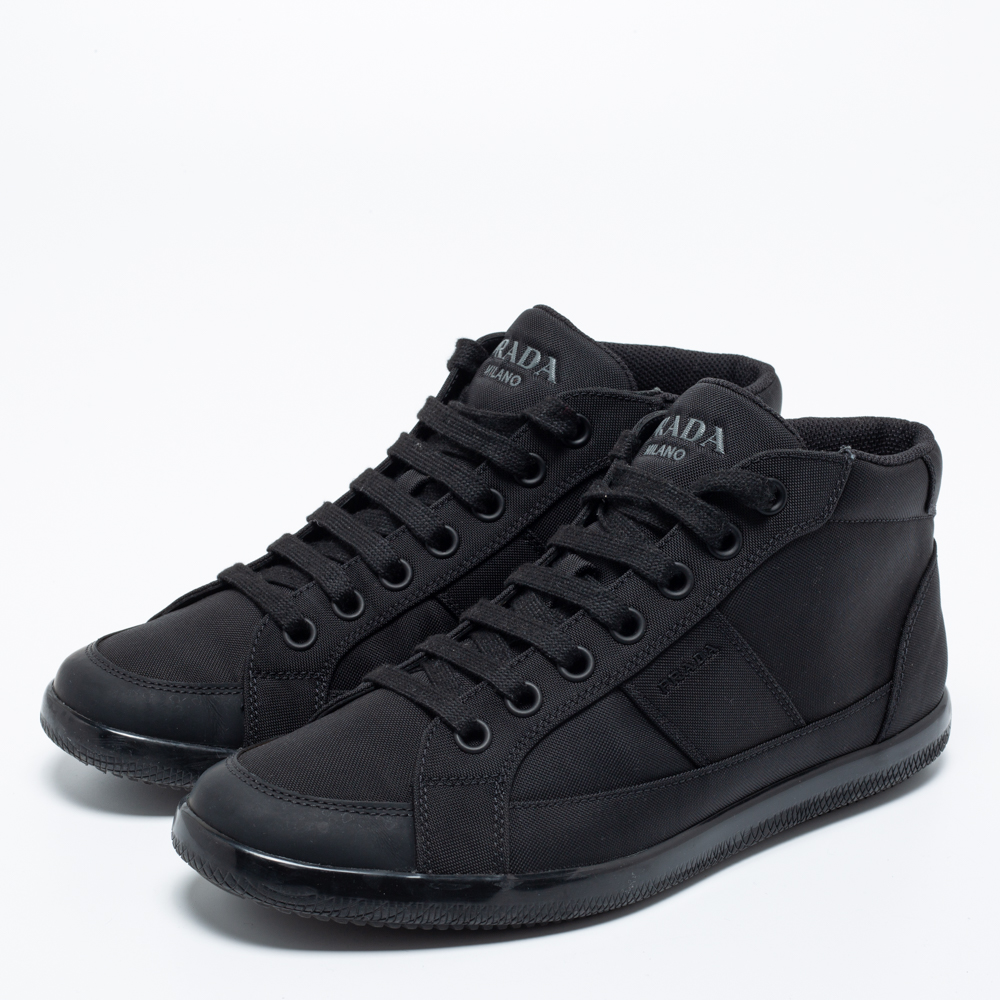 

Prada Black Canvas High Top Sneakers Size