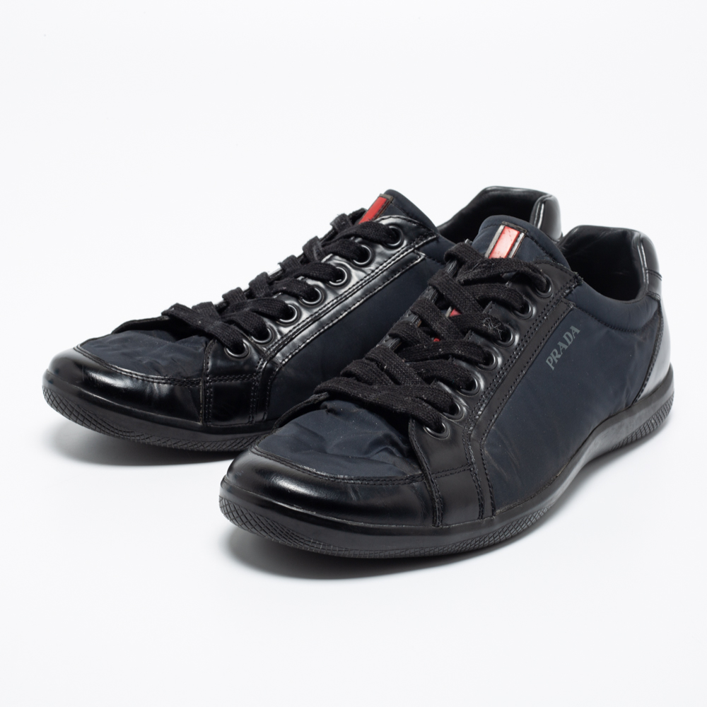 

Prada Black Nylon and Leather Low Top Sneakers Size