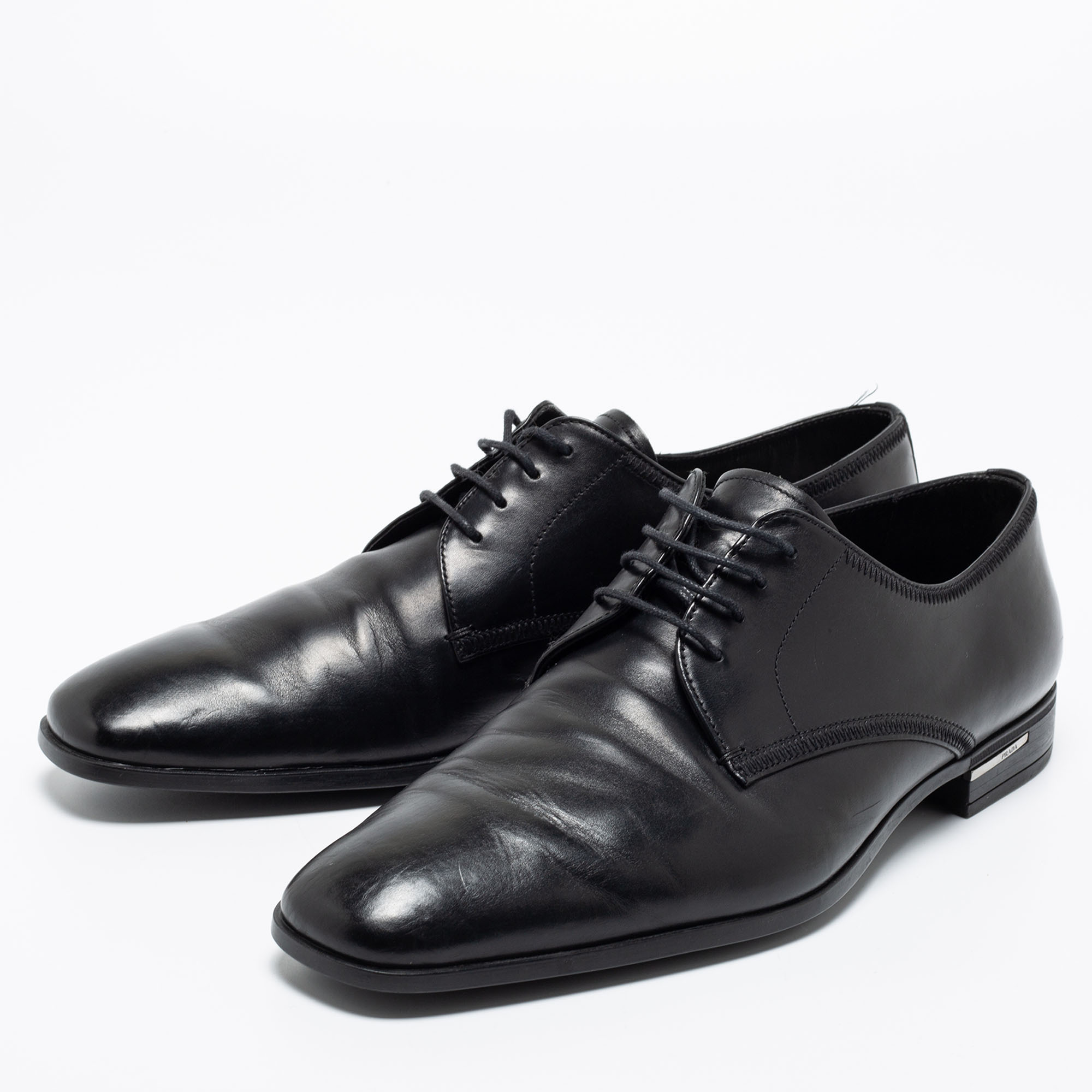 

Prada Black Leather Lace Up Derby Size