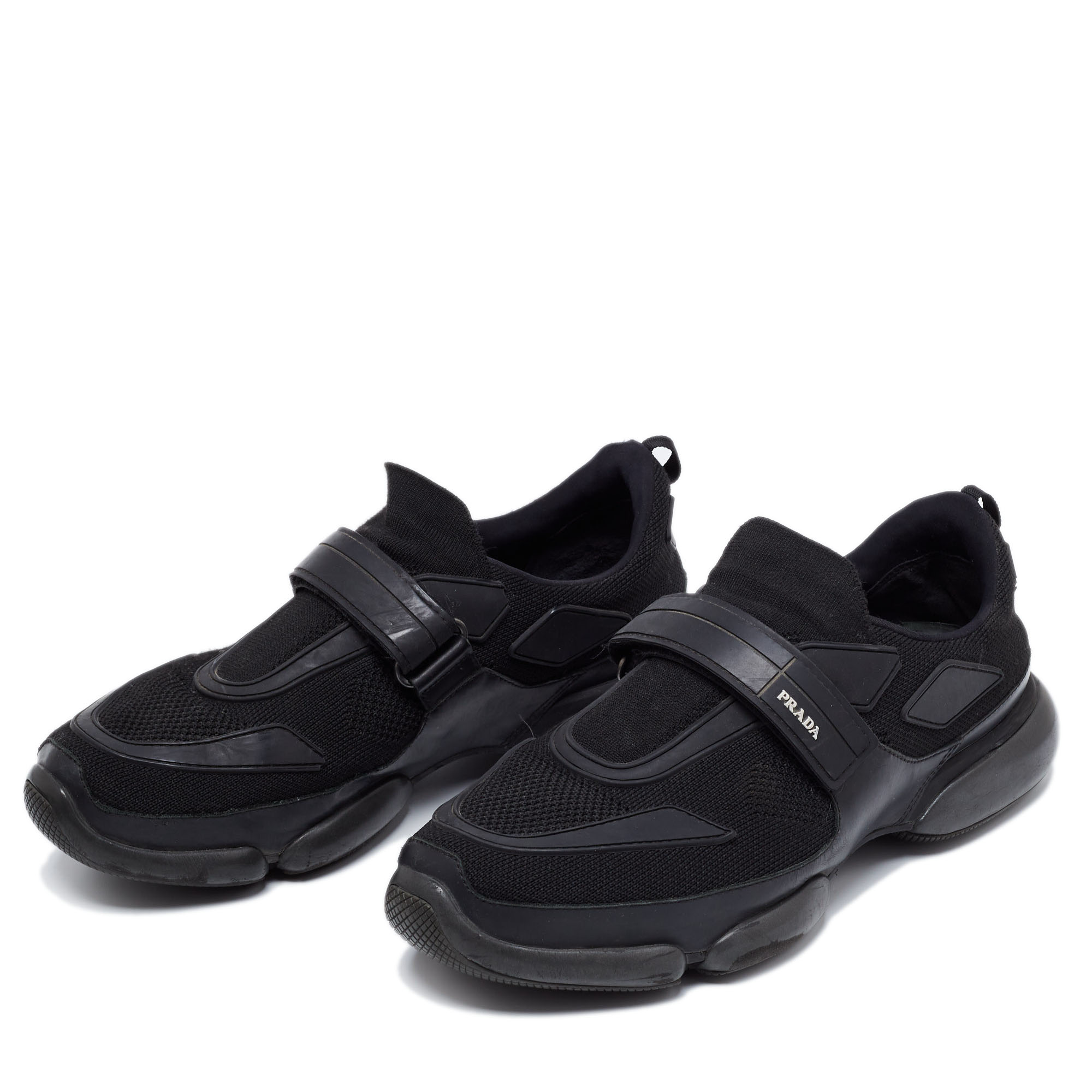 

Prada Black Knit Fabric And Rubber Cloudbust Sneakers Size