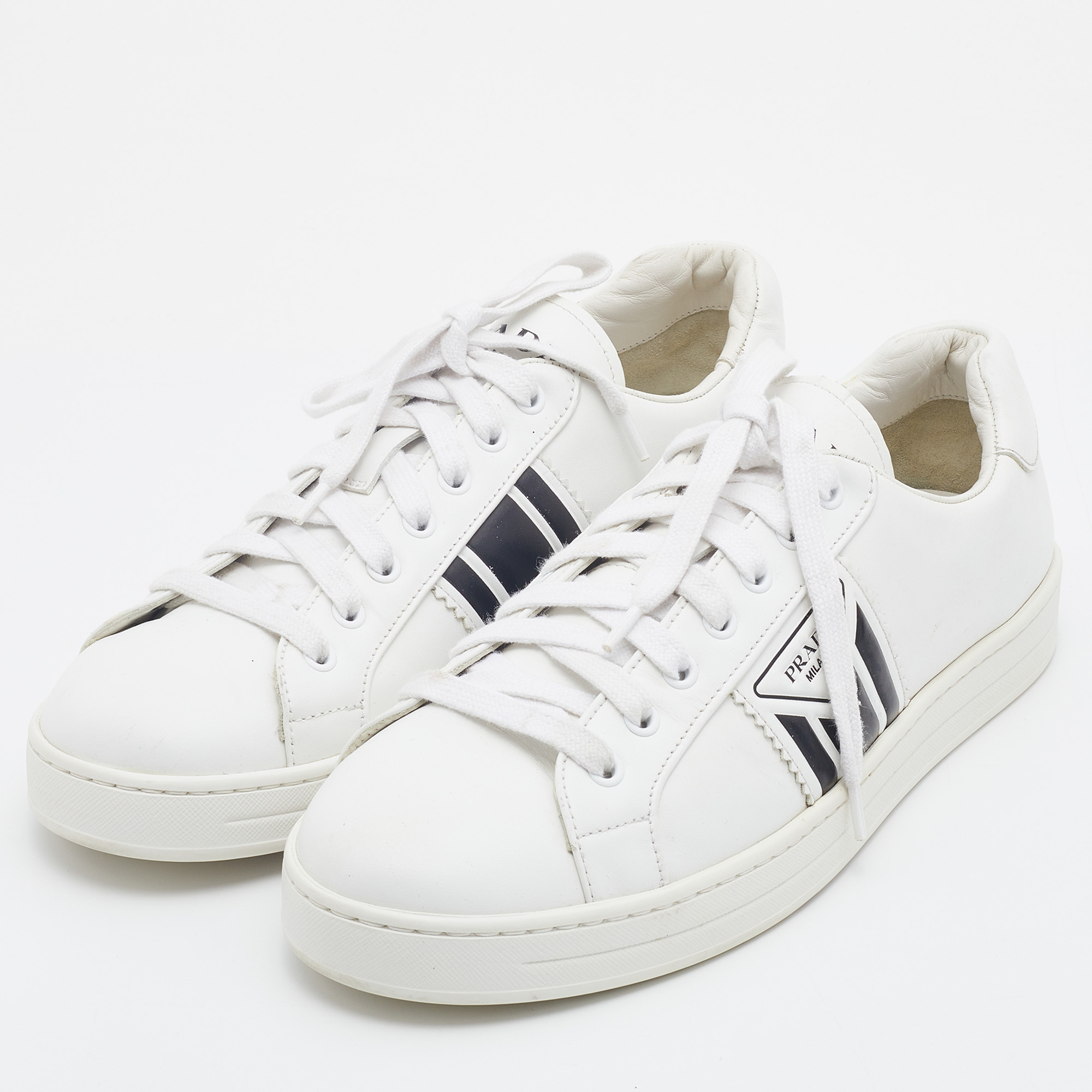 

Prada White Leather Avenue Low Top Sneakers Size