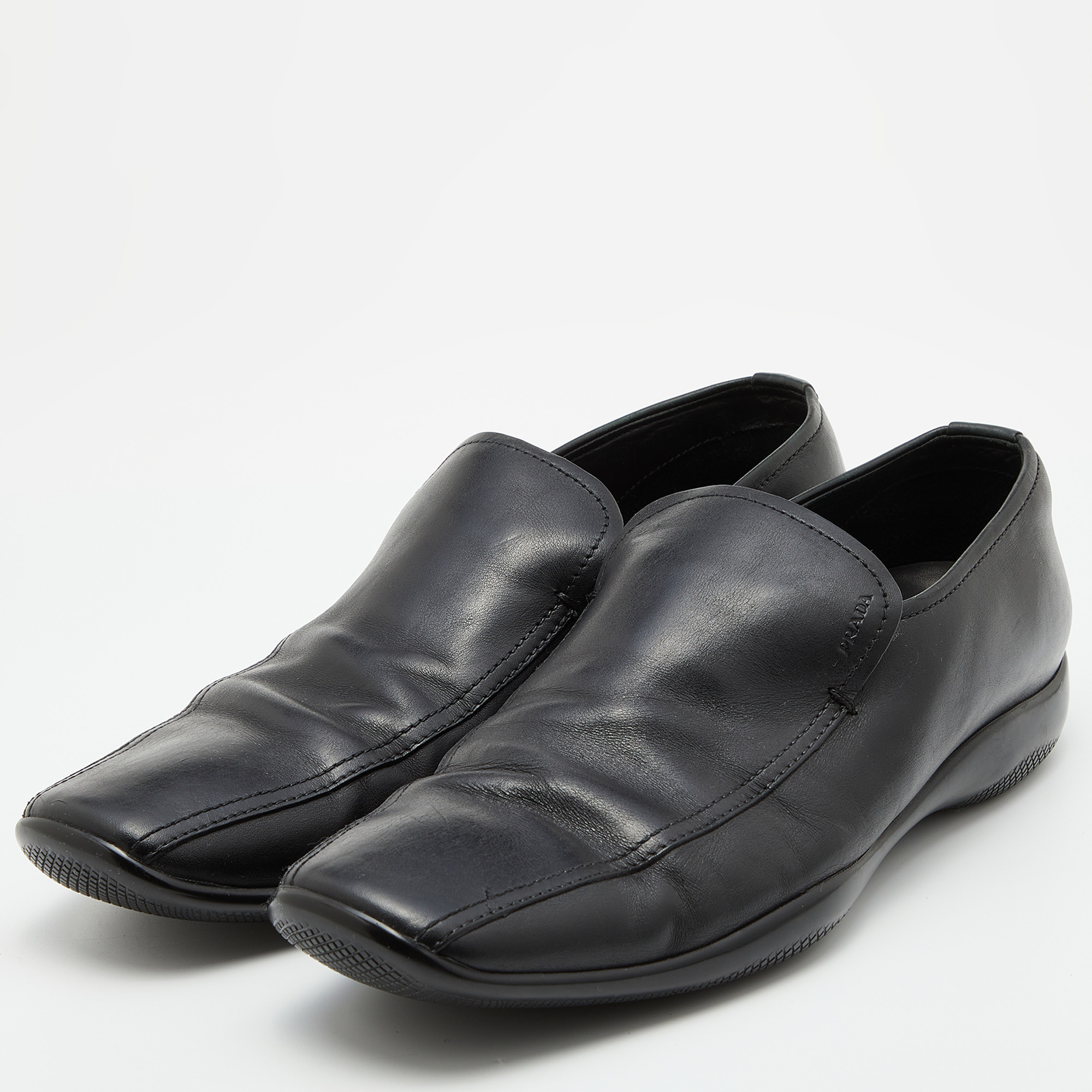

Prada Sport Black Leather Slip On Loafers Size