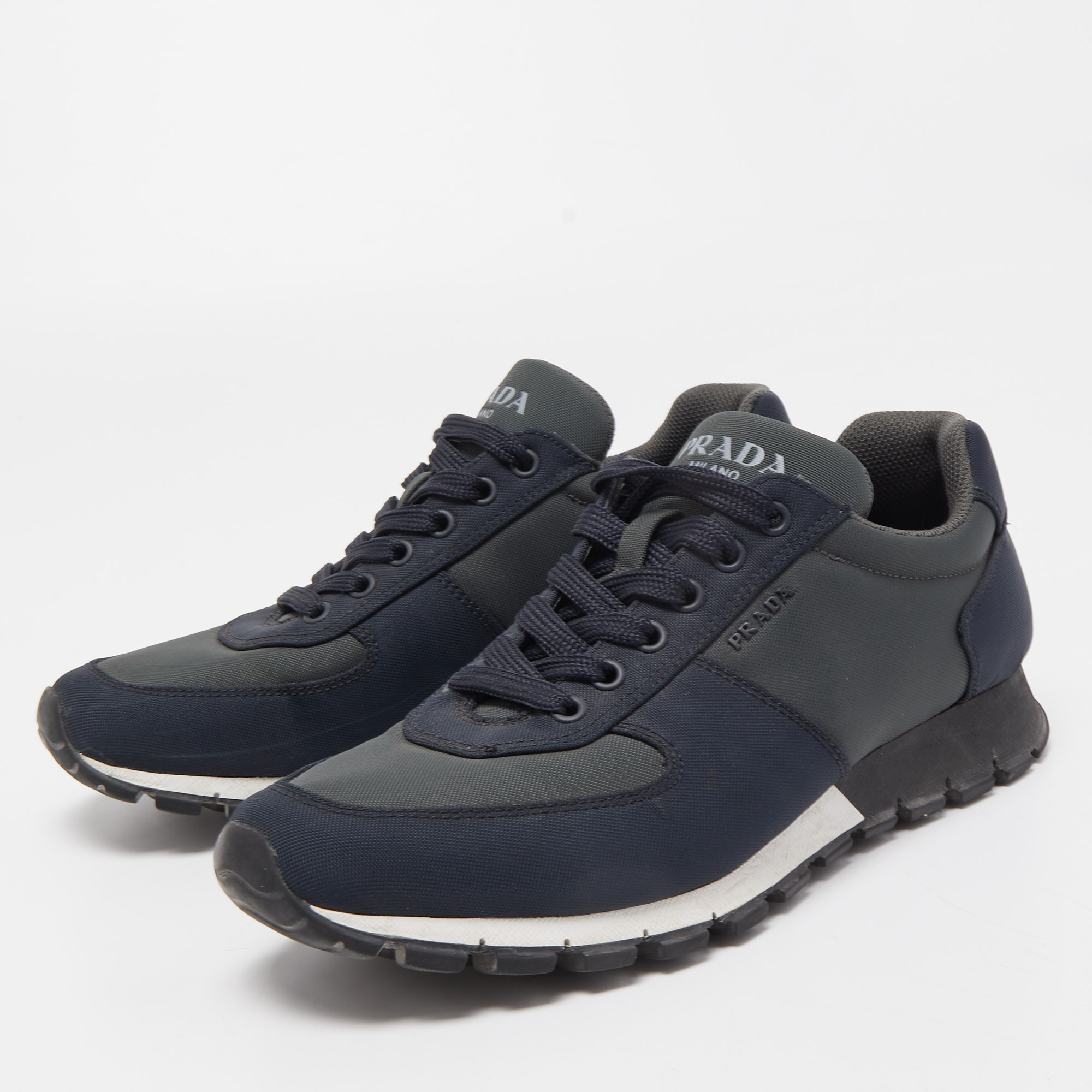 

Prada Blue/Grey Canvas Low Top Sneakers Size, Navy blue