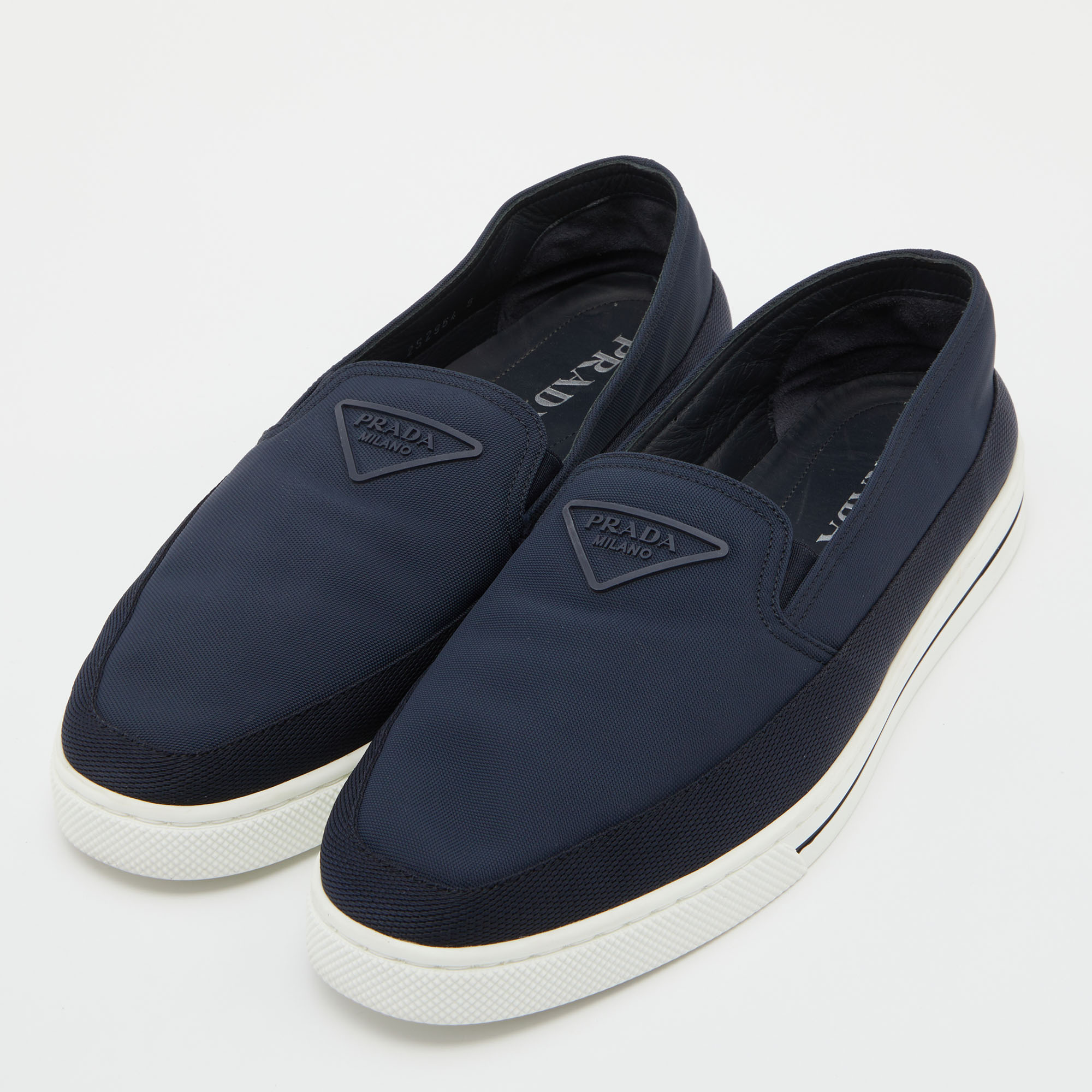 

Prada Blue Nylon Sneakers Slip-On Sneakers Size