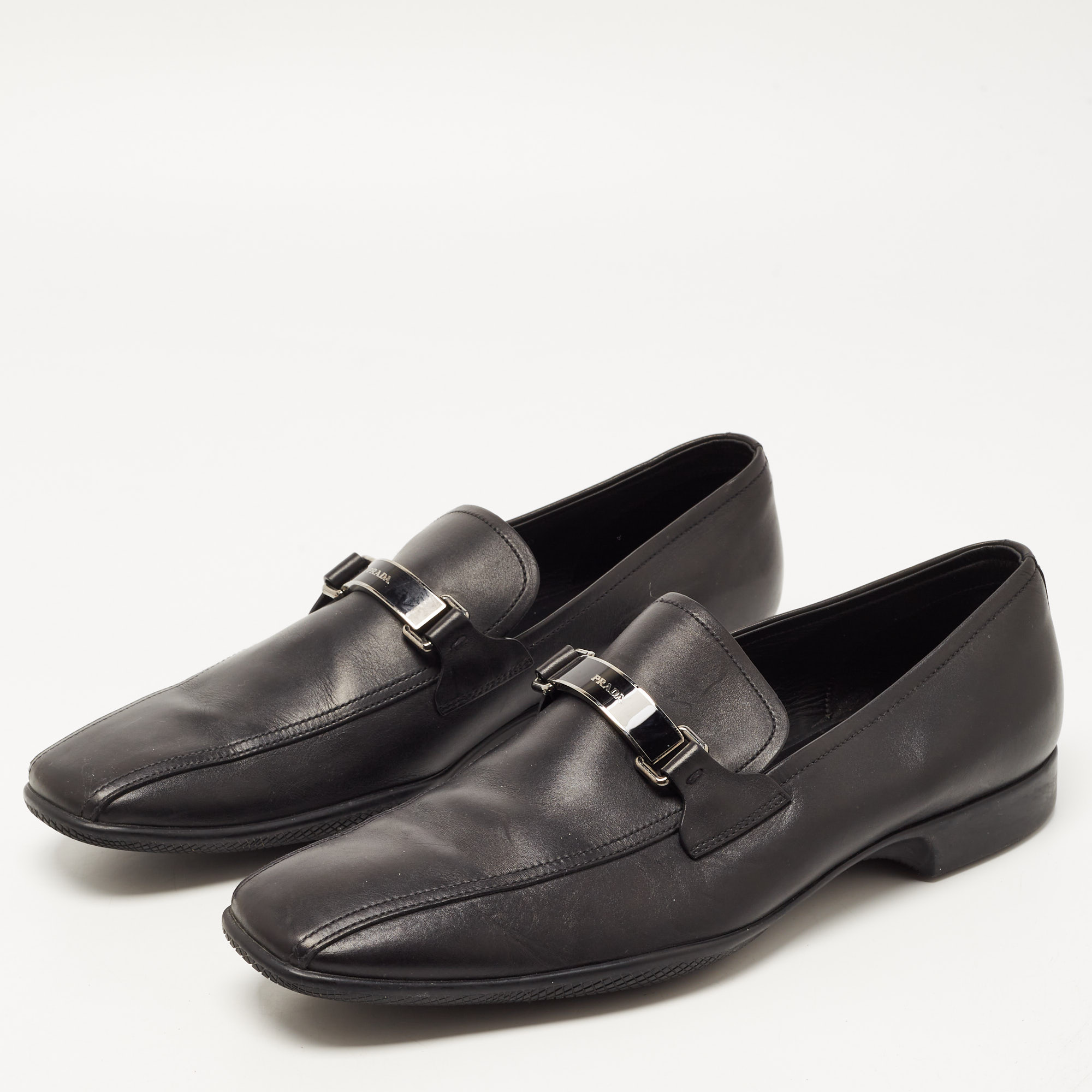 

Prada Black Leather Slip On Loafers Size