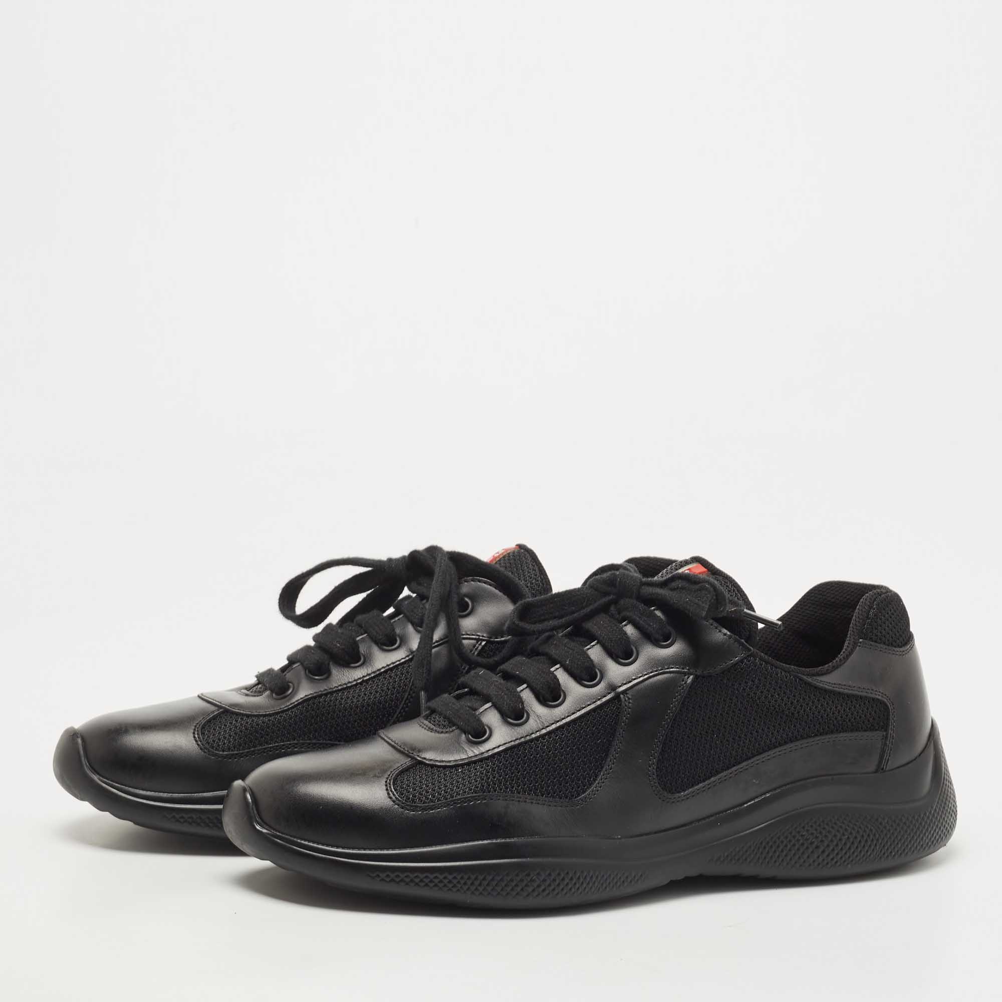 

Prada Sports Black Leather and Mesh Low Top Sneakers Size